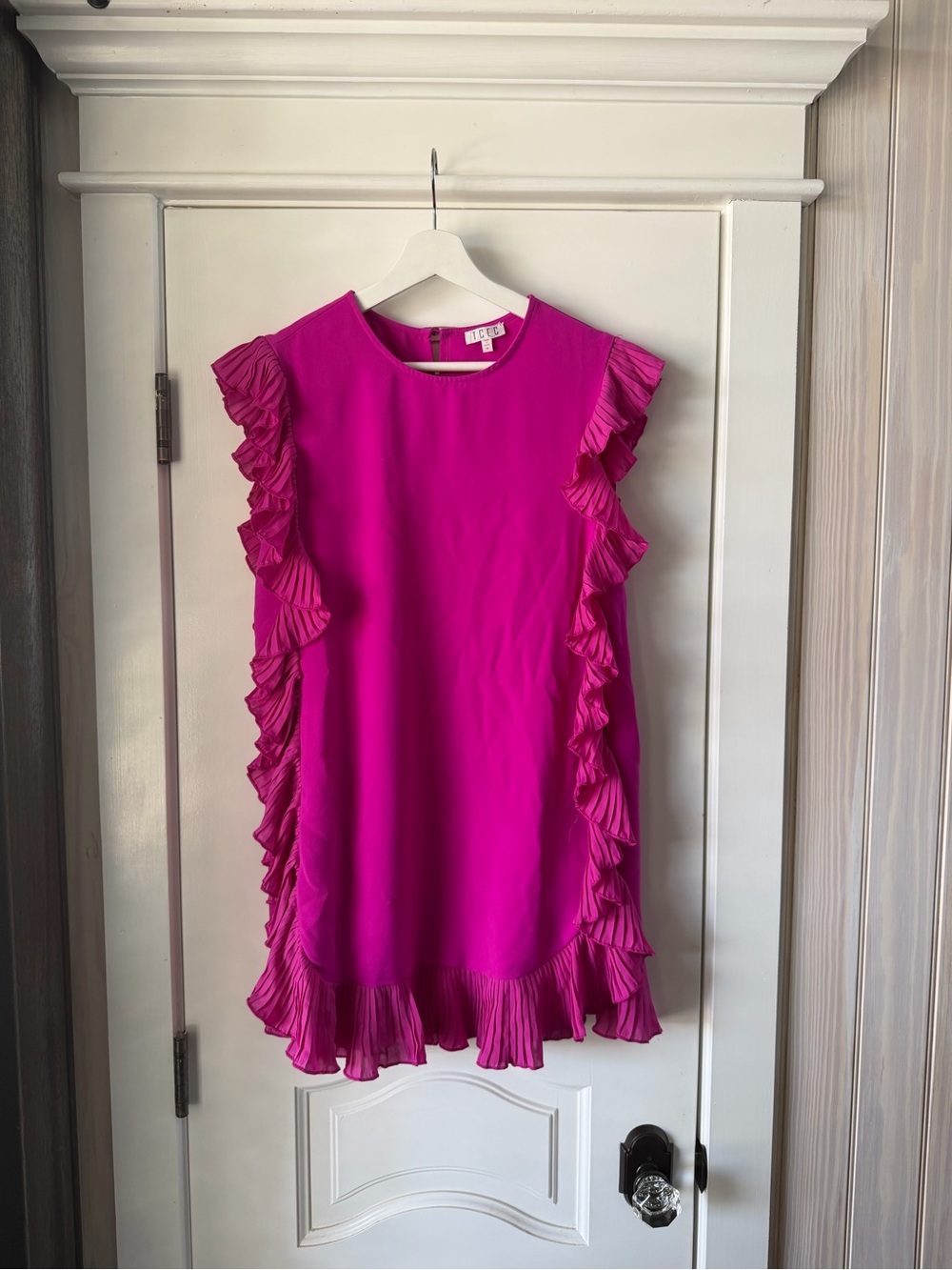 TCEC Bright Pink Ruffle Shift Dress - Picture 5 of 7